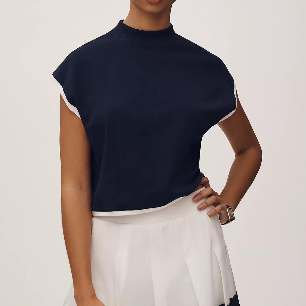 NWT Anthropologie Maeve Mock-Neck Shell Tee (M)